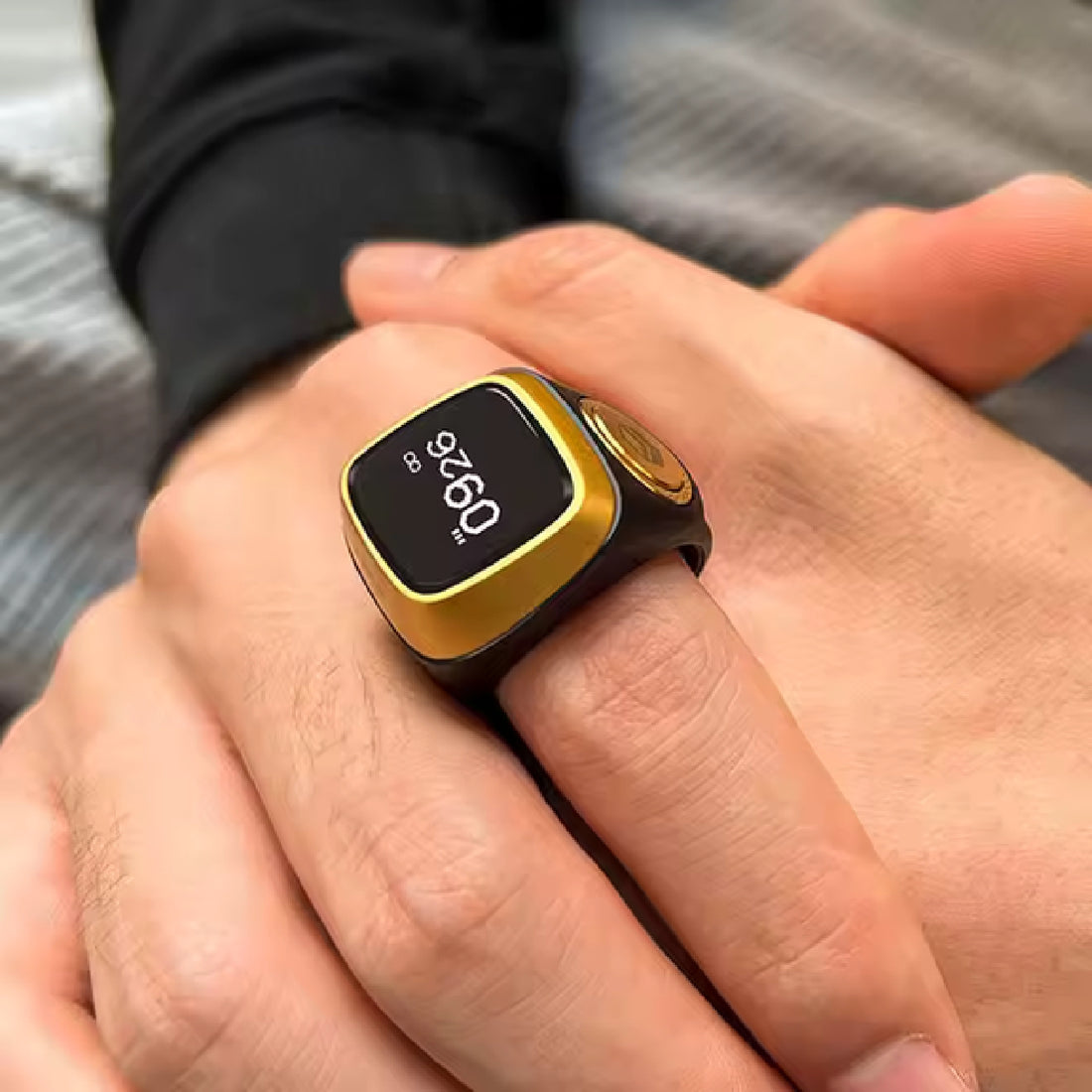Rotatable Smart Zikr Ring with Tasbih Beads & Health Counter (Android & iOS Compatible)